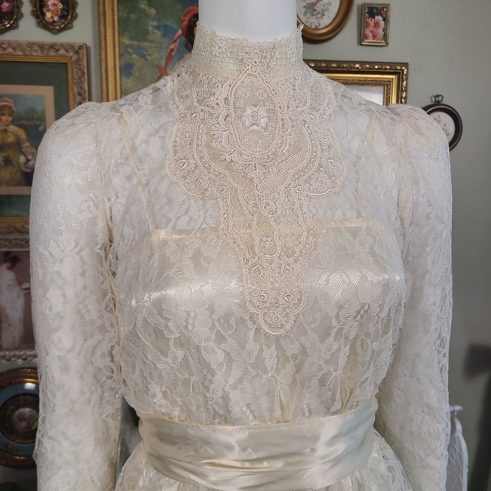 Vintage White Lace Dress With Slip